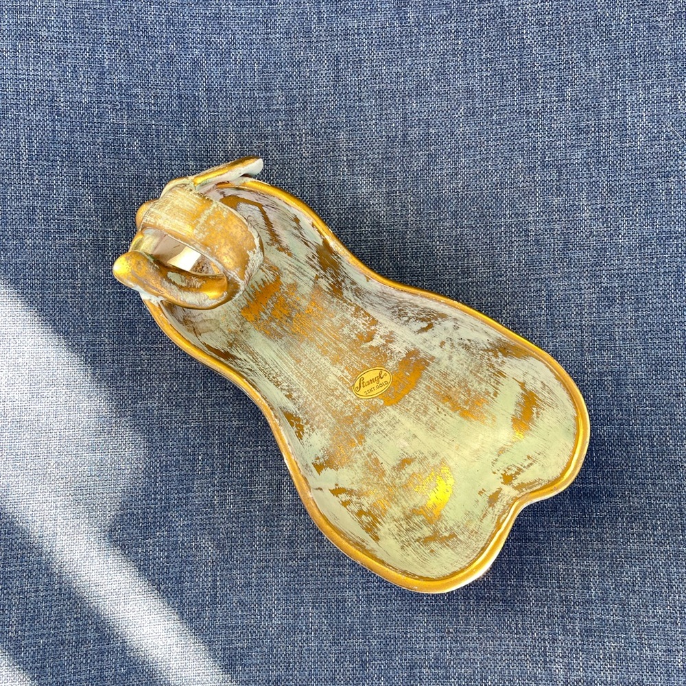 Vintage MCM 22KT Gold Pear Decorative Dish